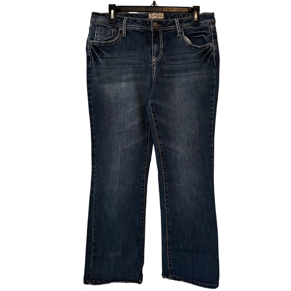 Earl Jeans Women's Denim Jeans 12P Bootcut Pocket Embellished Detail Low Rise